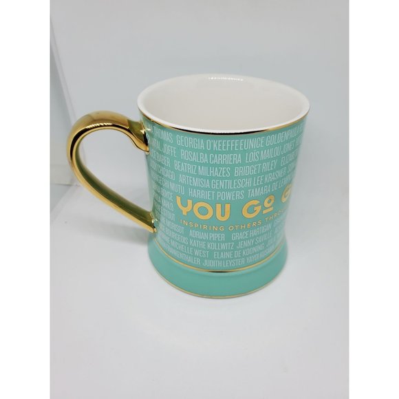 You Go Girl Accomplished Female Artists Mint Ceramic Mug 12 Oz w Gold Handle NIB - Picture 5 of 6